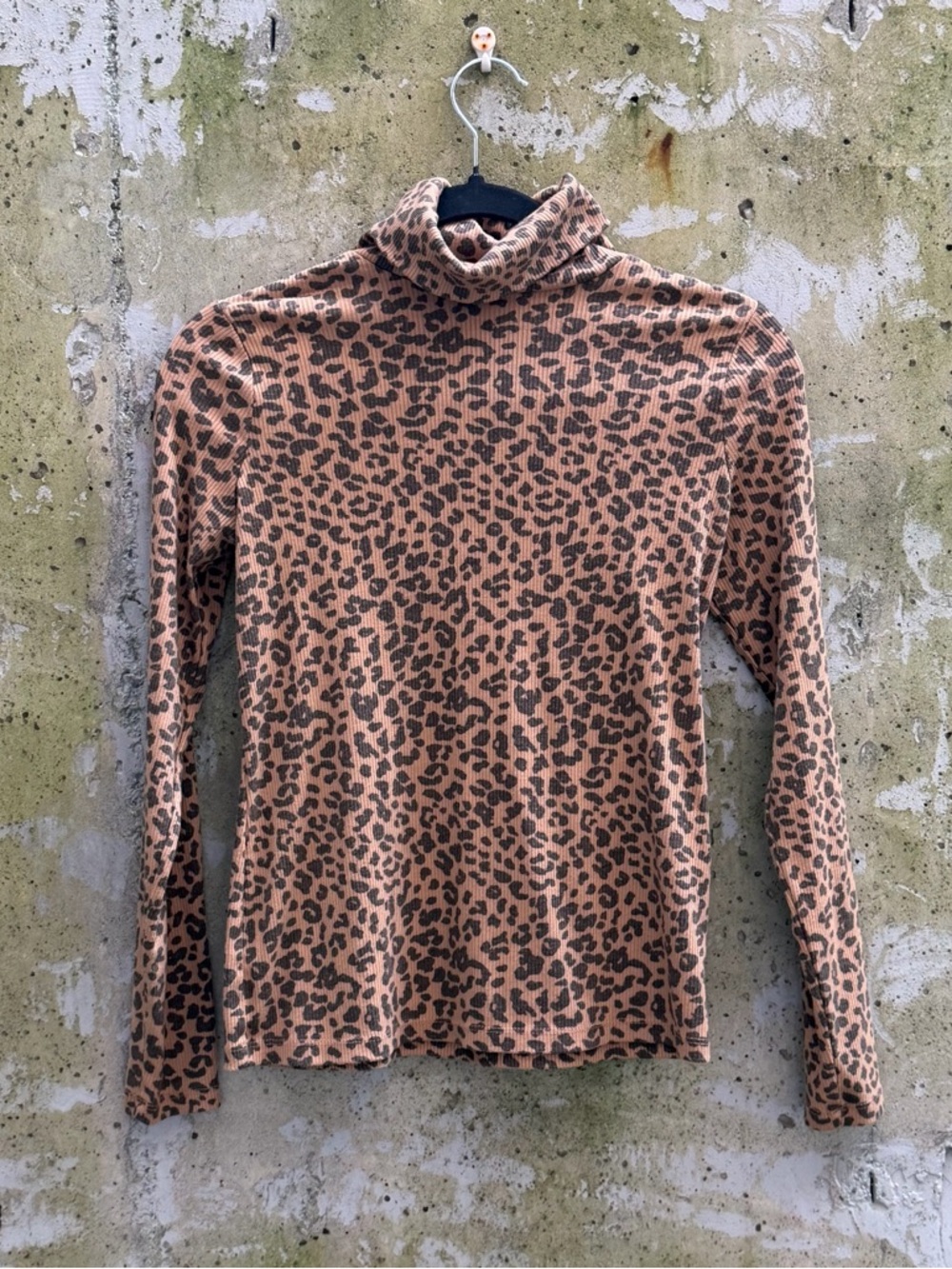Style & Co. Tan and Black Leopard Print Turtleneck Top